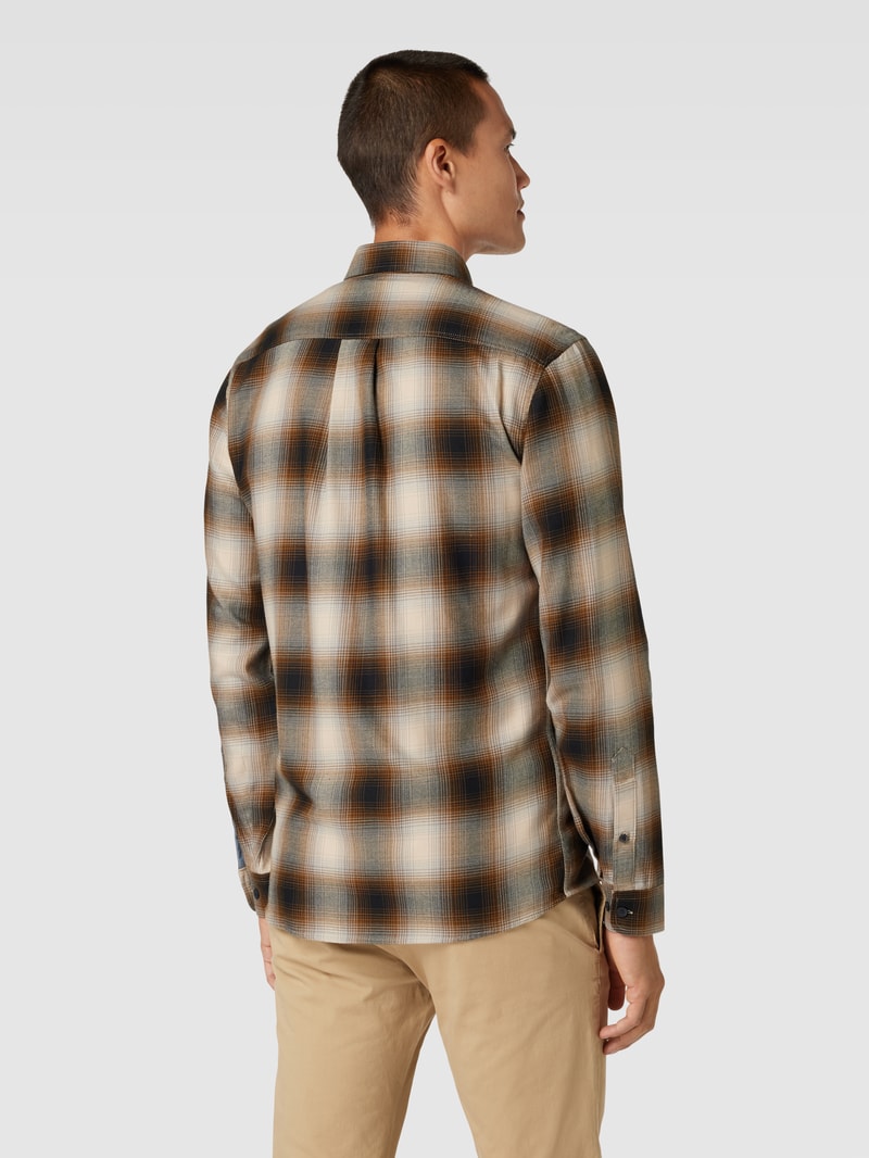 Freizeithemd mit Button-Down-Kragen in hellbraun