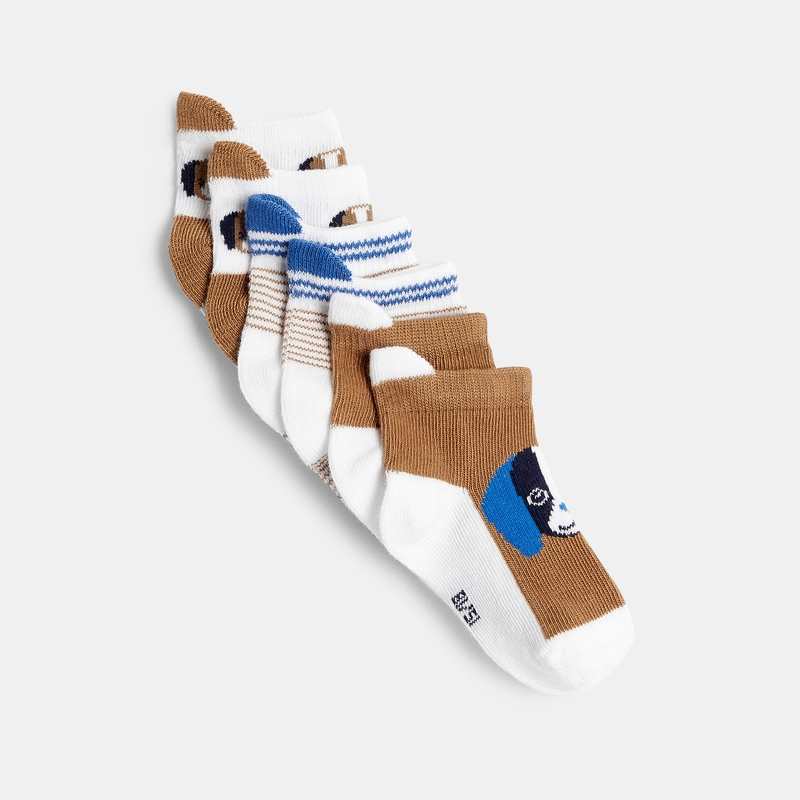 Chaussettes basses fantaisie marron bébé garçon