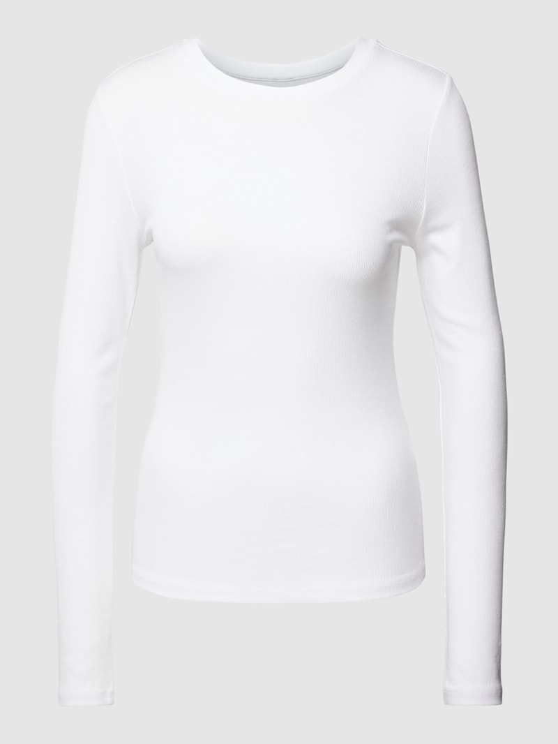 Longsleeve mit Feinripp Modell 'ROMA' in weiß