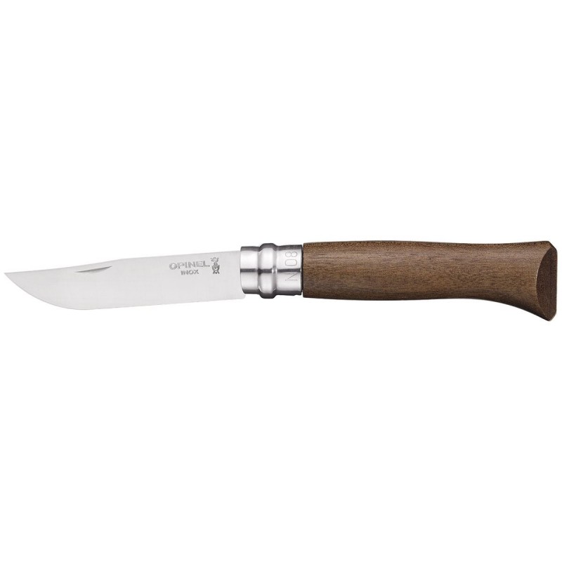 Messer - Opinel n.8 Traditionelle Walnuss-Version aus Edelstahl. (Opinel Inox).