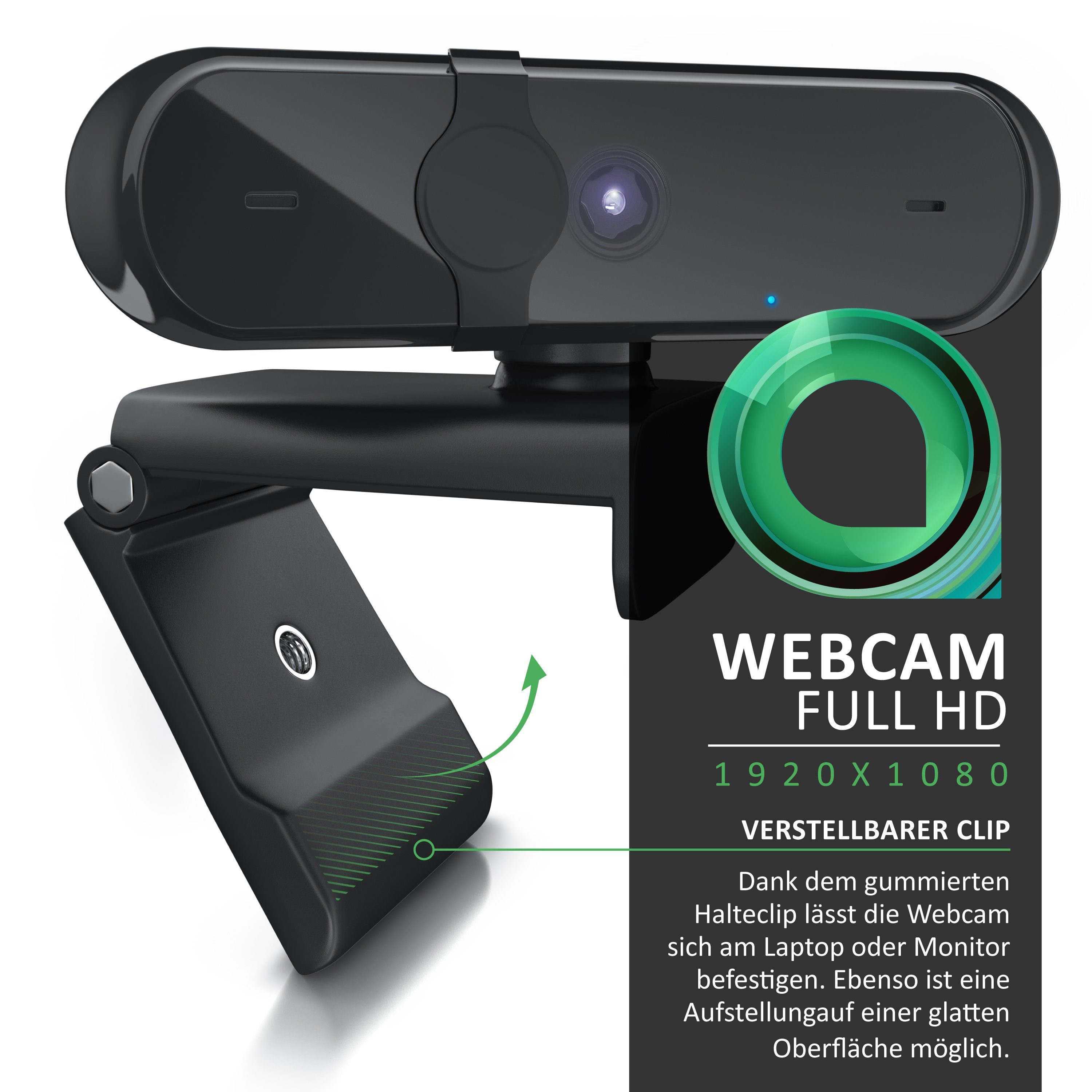 Aplic Full HD-Webcam (FHD; 1080p; 1920 x 1080, Mikrofon, Abdeckung, Sichtschutz, Autofokus. Low Light, für PC & MAC)