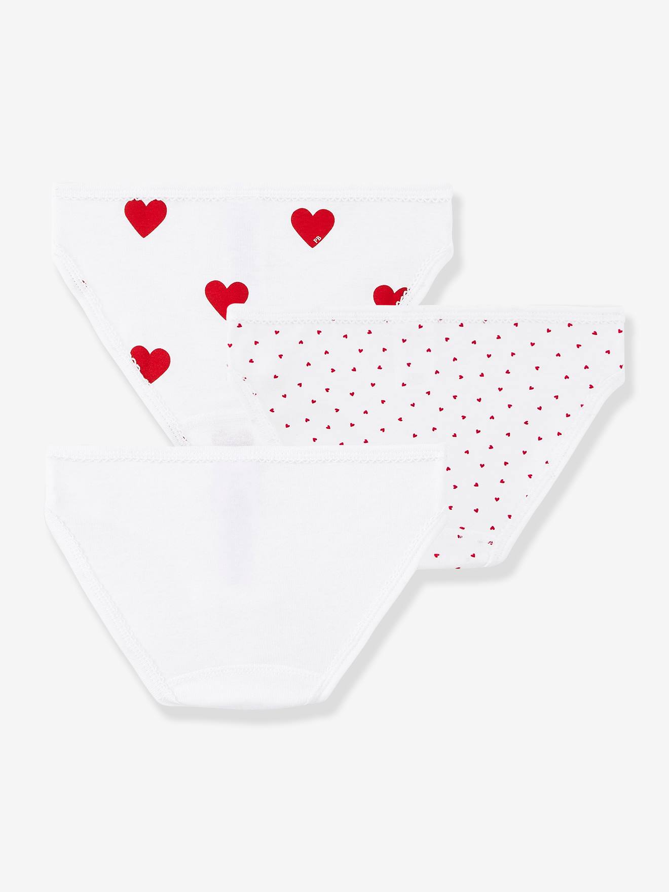 Lot de 3 culottes coeur en coton petite fille
