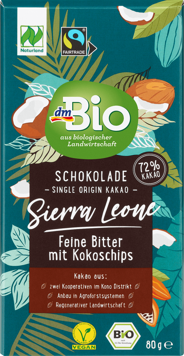 Schokolade, \Sierra Leone\ Feine Bitter mit Kokoschips, 80 g