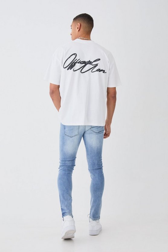 Zerrissene Skinny Stretch Jeans mit Farbspritzern