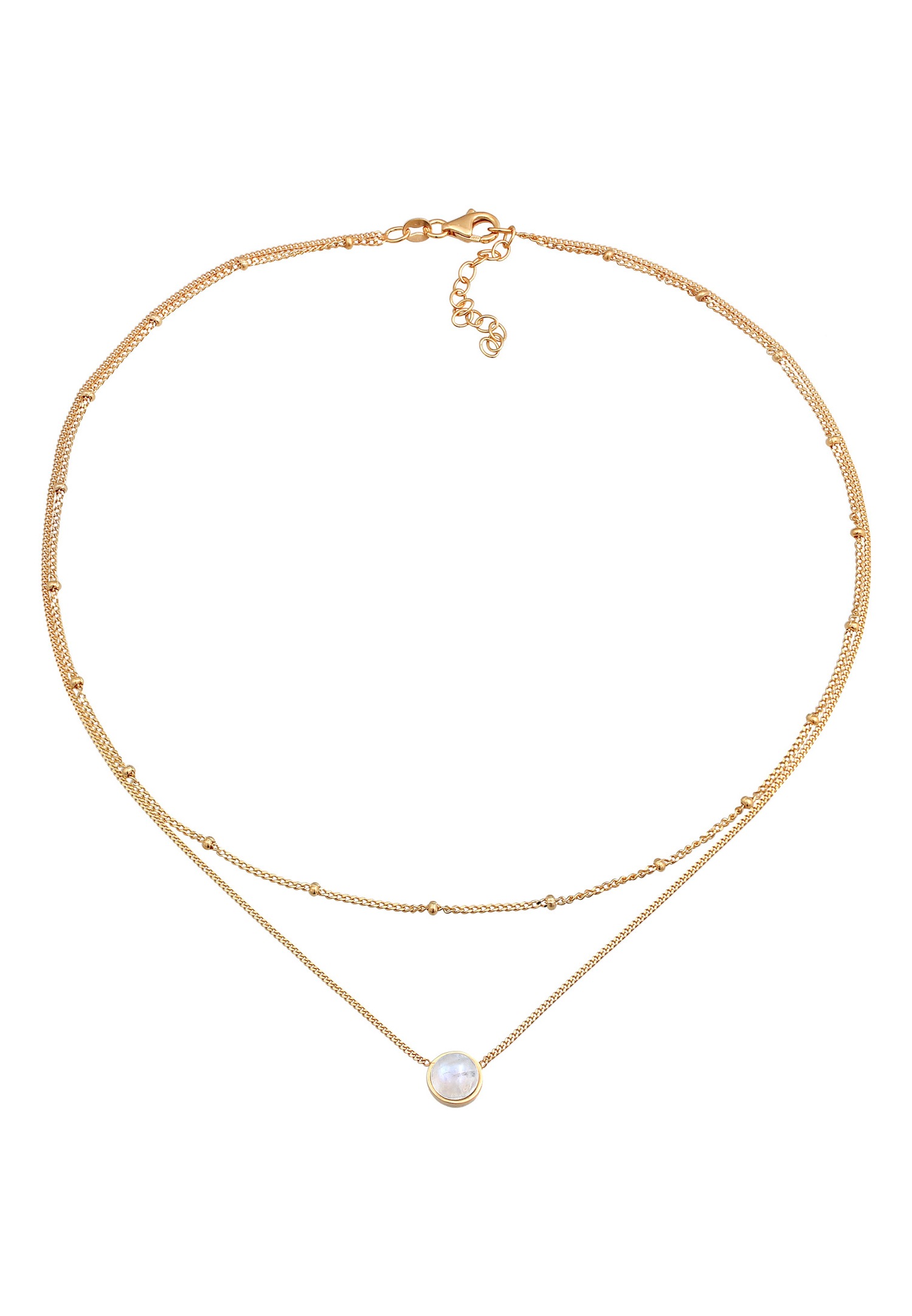 Elli dame-basic lagdelt choker med månestein i 925 sterlingsølv