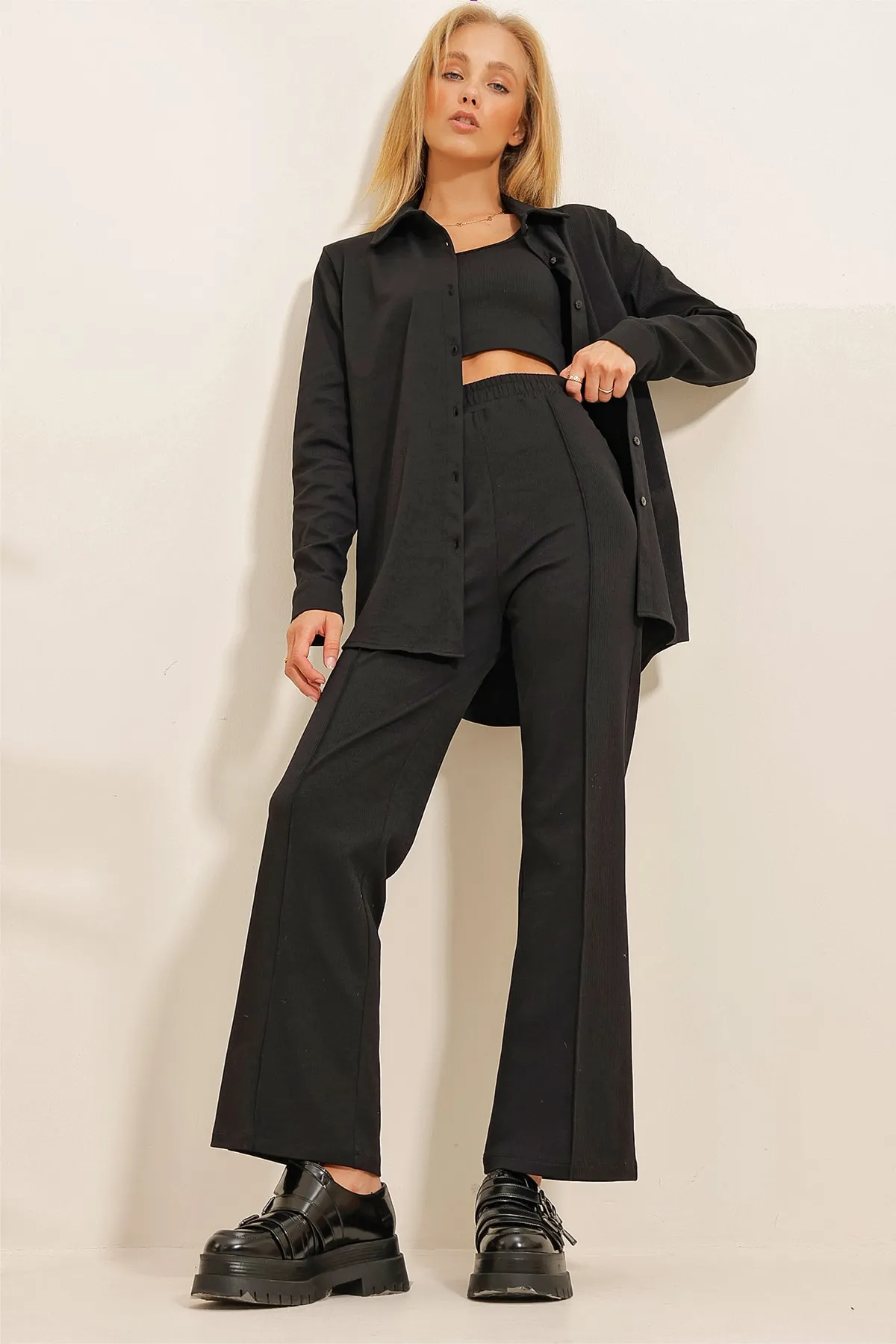 Trend Alaçatı Stili  Zweiteiler - Schwarz - Regular Fit