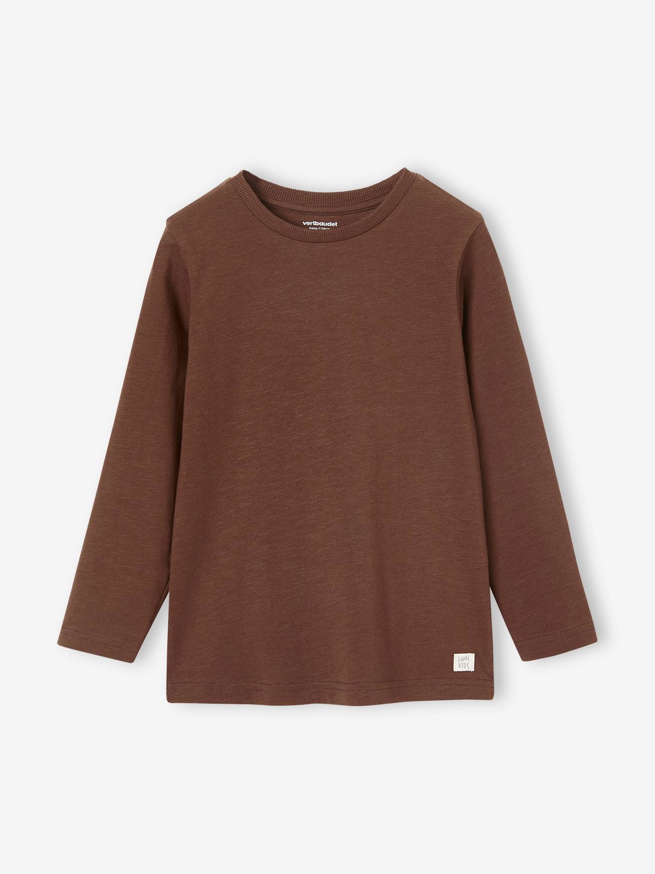 T-shirt couleur Basics personnalisable garçon manches longues ecru