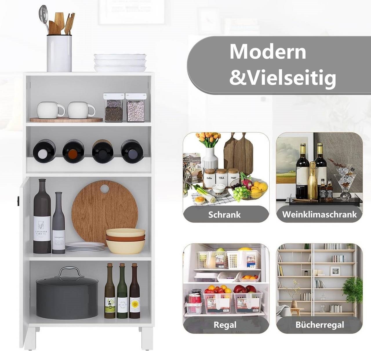 Woltu Weinschrank (1-St) Küchenschrank mit Weinregal, verstellbaren Regalböden