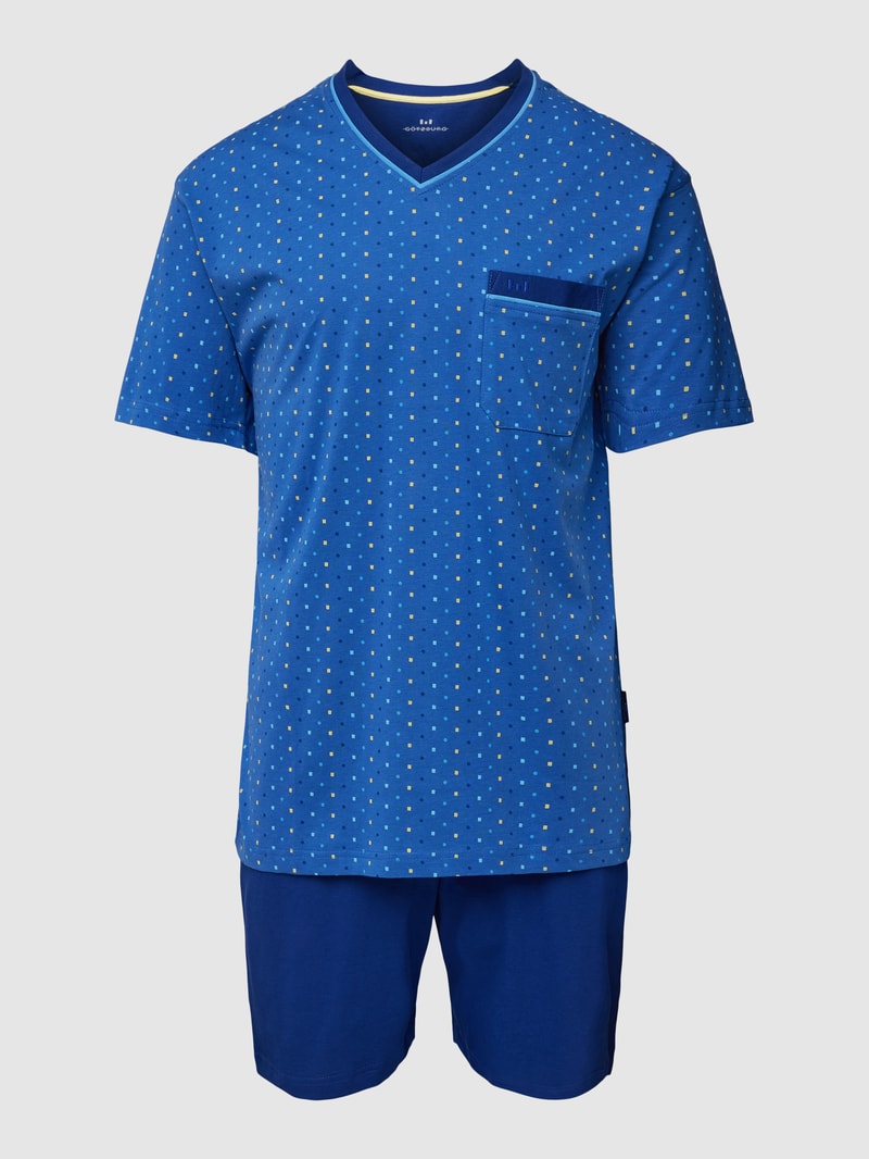 Pyjama mit Allover-Muster in blau
