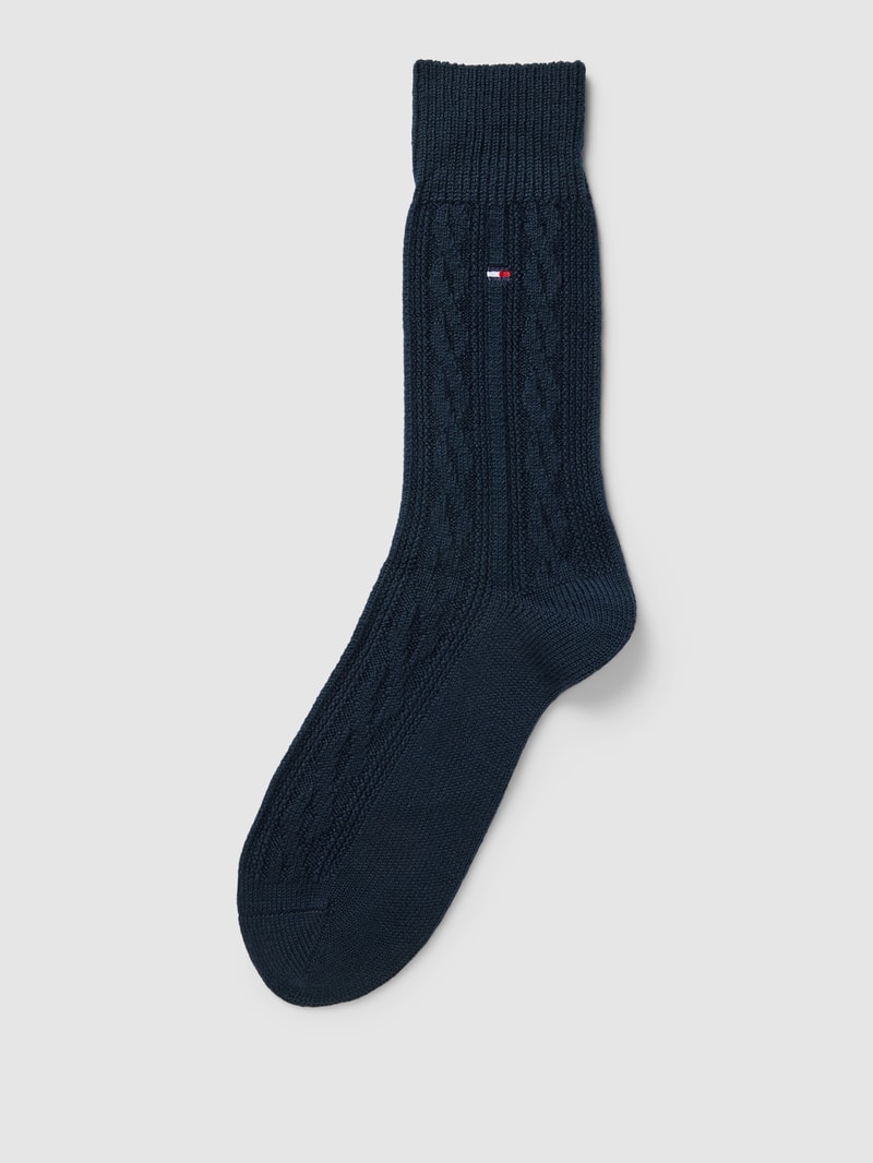 Socken mit Zopfmuster Modell 'CABLE' in dunkelblau