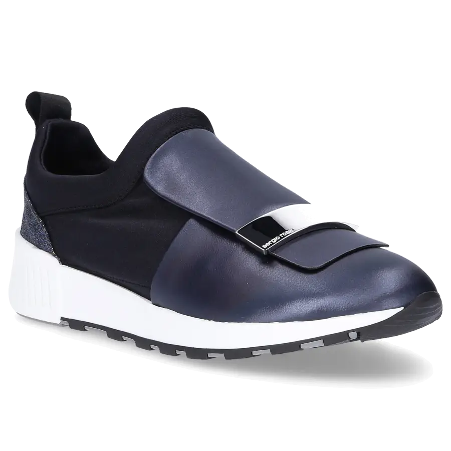 Sergio Rossi - Slip Ons SR1RUNNING Kalbsleder Polyamid Glitzer Logo schwarz - schwarz