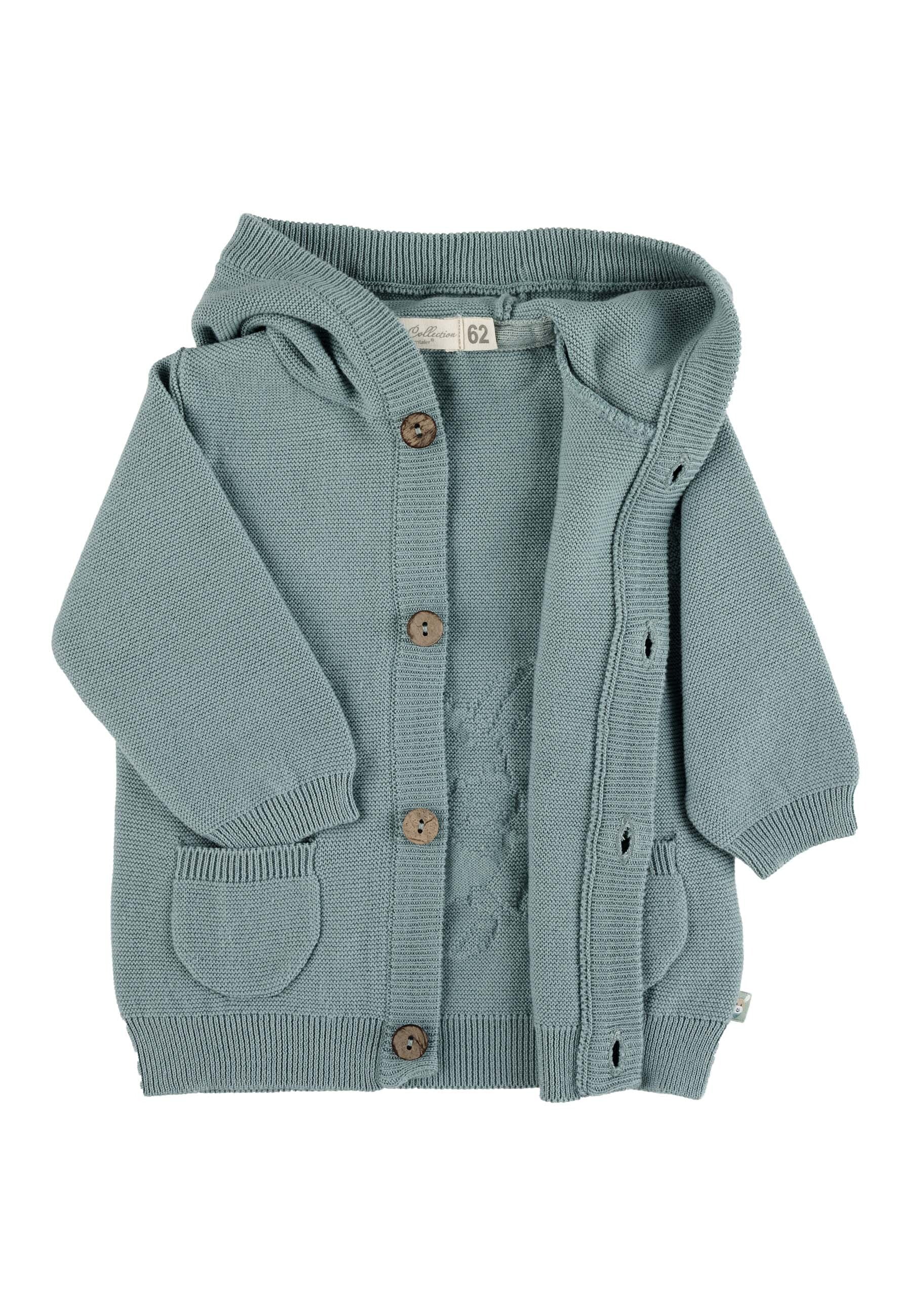 GOTS Baby-Strickjacke Esel Emmi Boy mit Knöpfen
