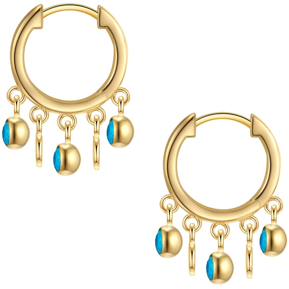 Glanzstücke München Créoles en argent Argent sterling Turquoise en Or jaune Boucles d'oreilles