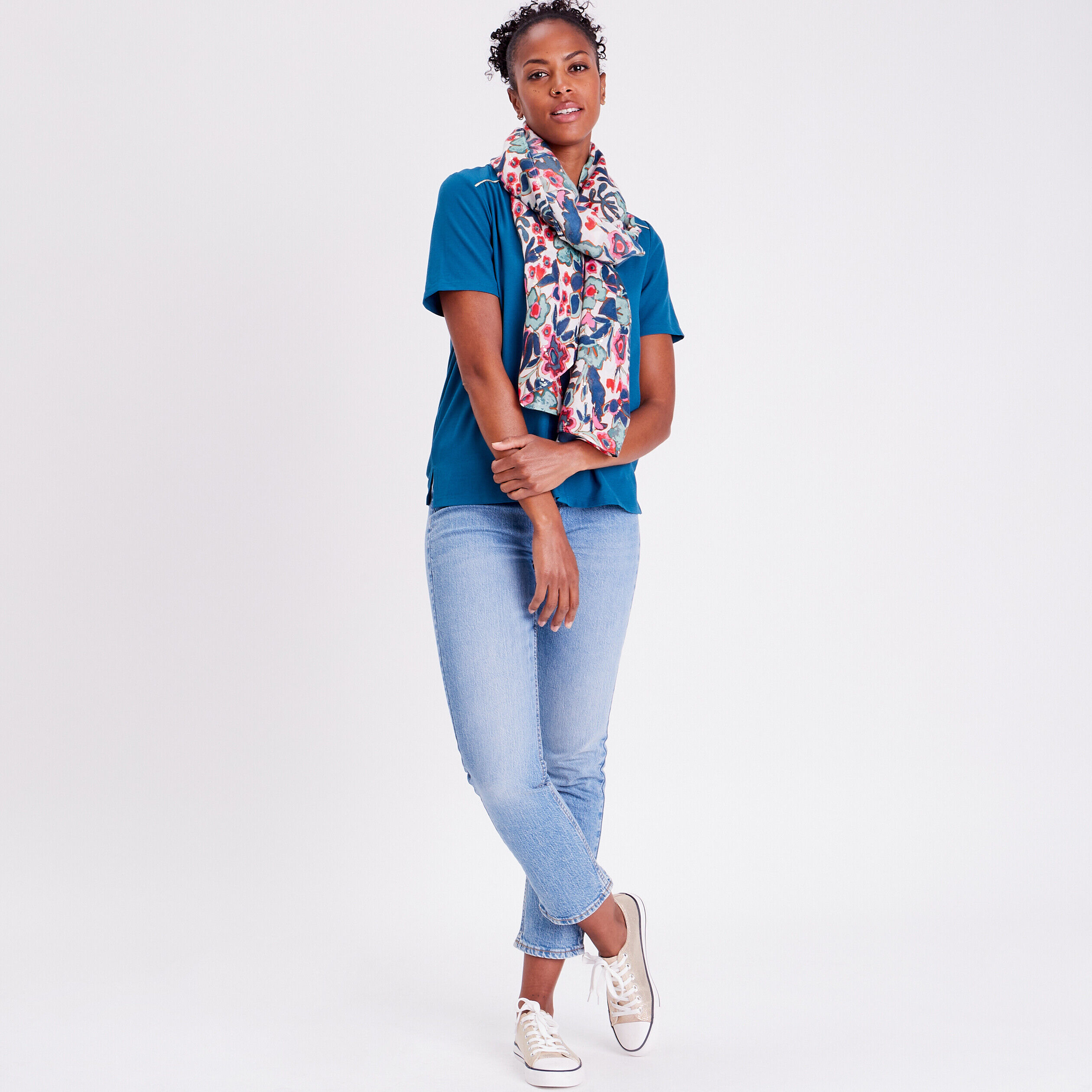 T-shirt manches courtes bleu pétrole femme | Cache Cache