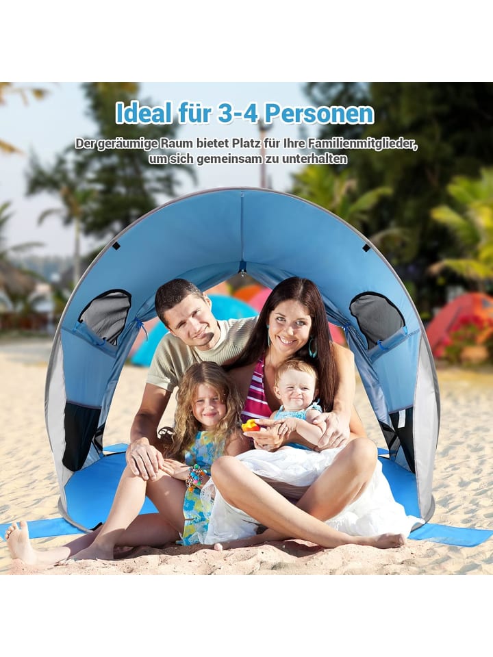 COSTWAY Pop Up Zelt 190T silberbeschichtet UPF50  in Blau günstig kaufen onesize
