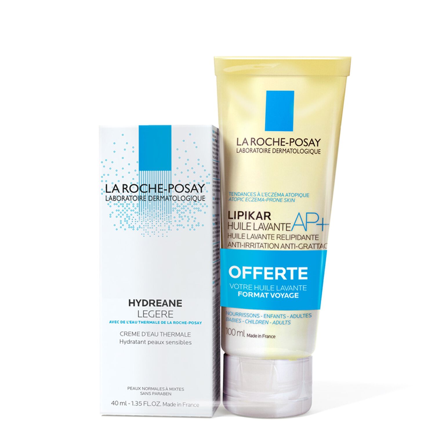 la roche-posay Hydreane Légère Crème d'Eau Thermale 40 ml + Huile Lavante 100 ml