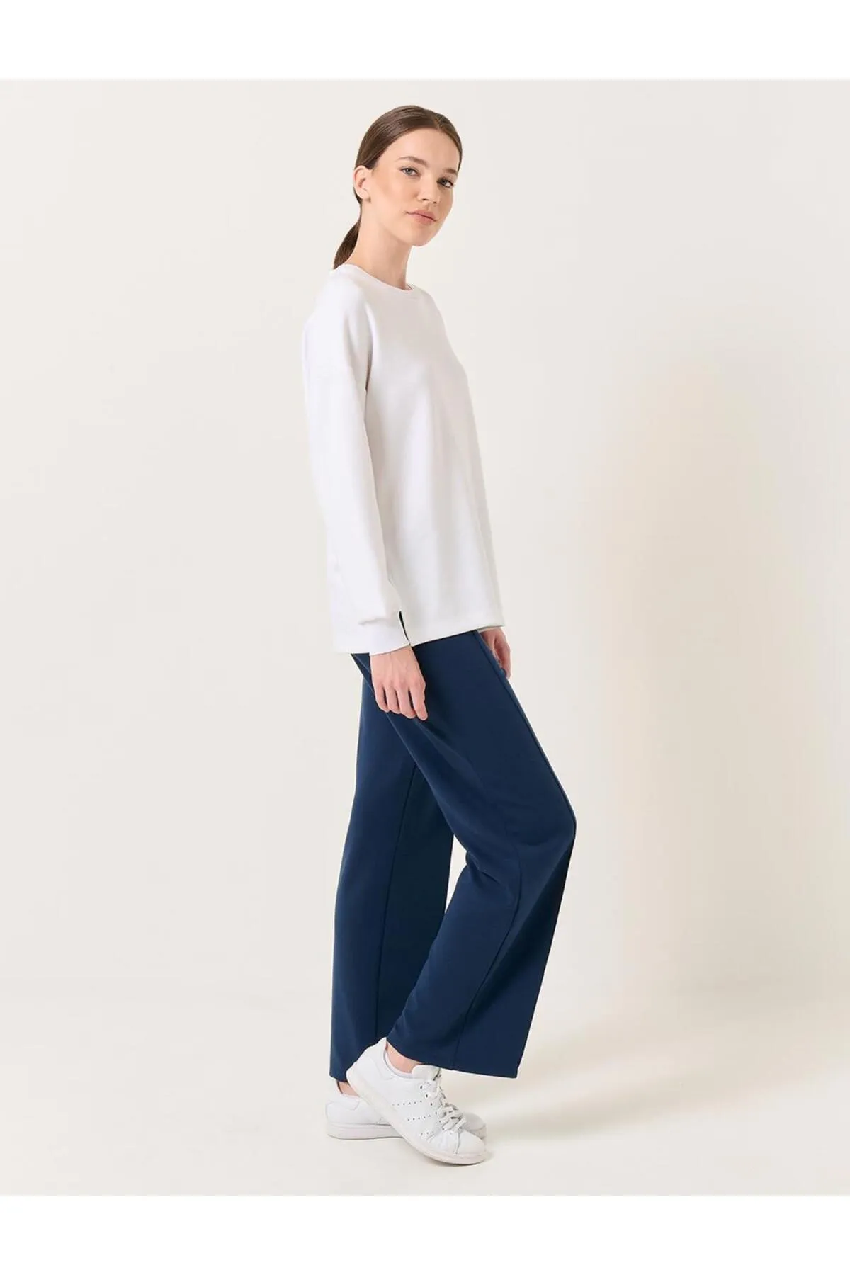 Jimmy Key  Marineblaue Jogginghose mit hohem Bund und normalem Beinschnitt