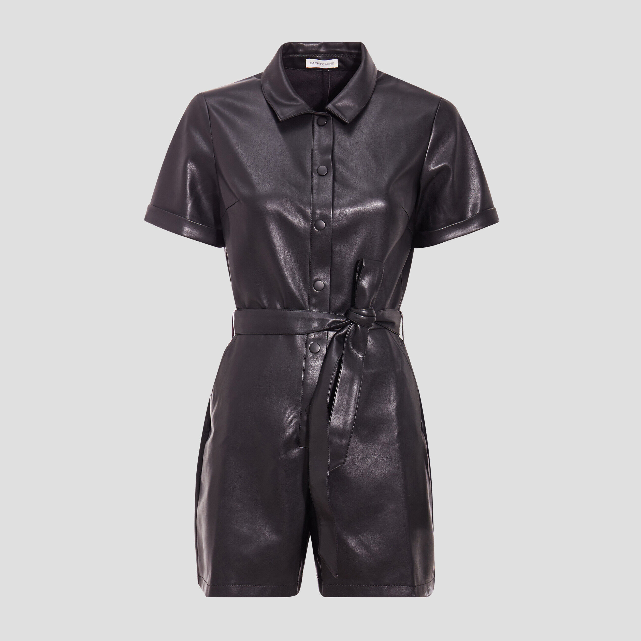 Combishort simili cuir noir femme | Cache Cache