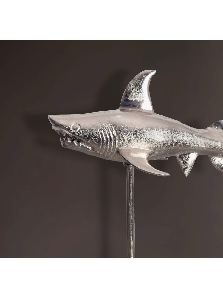 KADIMA DESIGN Dekofigur Hai Aluminium Silber Maritim 70 cm mit Sockel, Design in Silbern günstig kaufen onesize