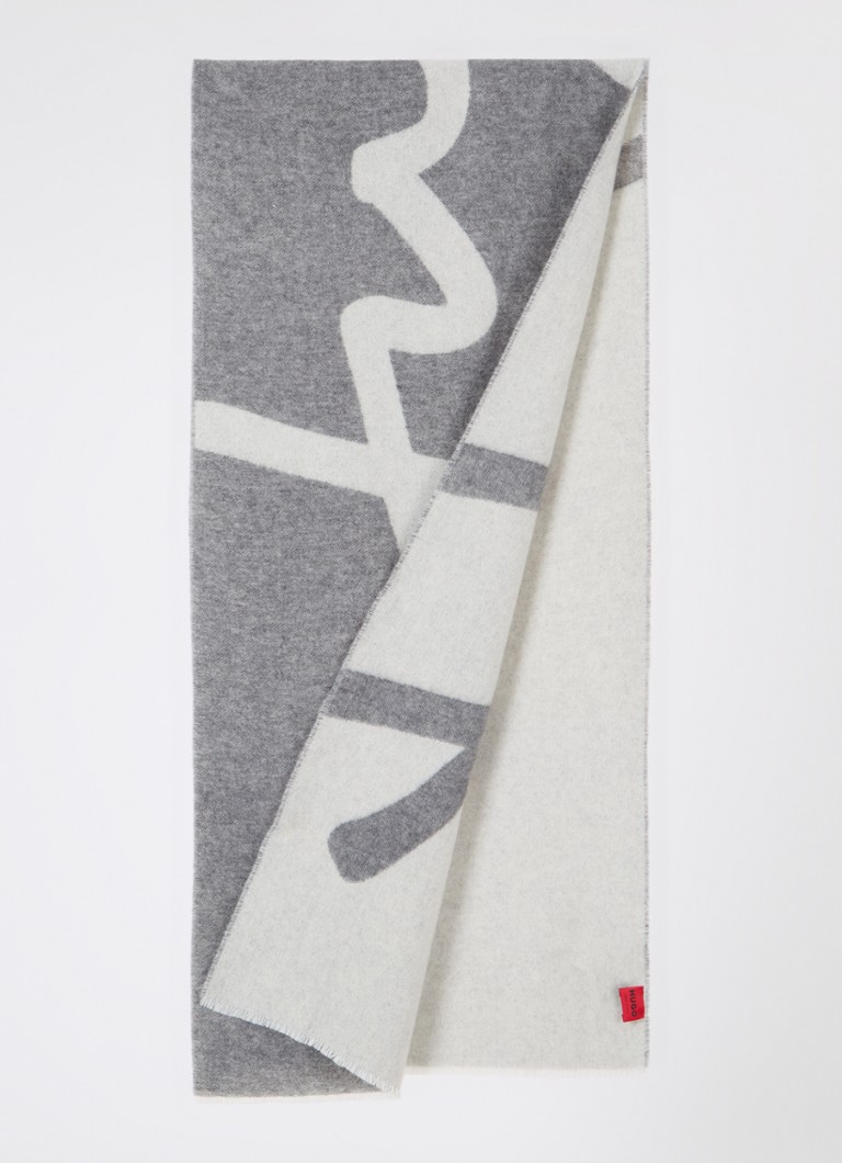 Szalik HUGO BOSS z mieszanki wełny z logo, 180 x 40 cm