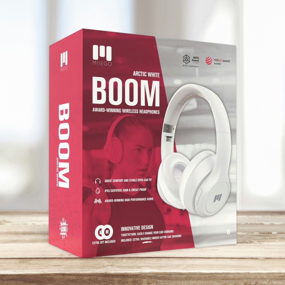 MIIEGO BOOM by MIIEGO Sport-Kopfhörer (Siri, Google Assistant, Bluetooth, Waschbare Ohrpolster, IPX5 Wasserfest, Testsieger)