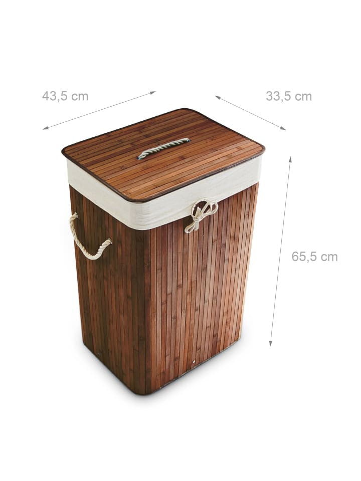 relaxdays Wäschekorb in Braun - (B)43,5 x (H)65,5 x (T)33,5 cm günstig kaufen onesize