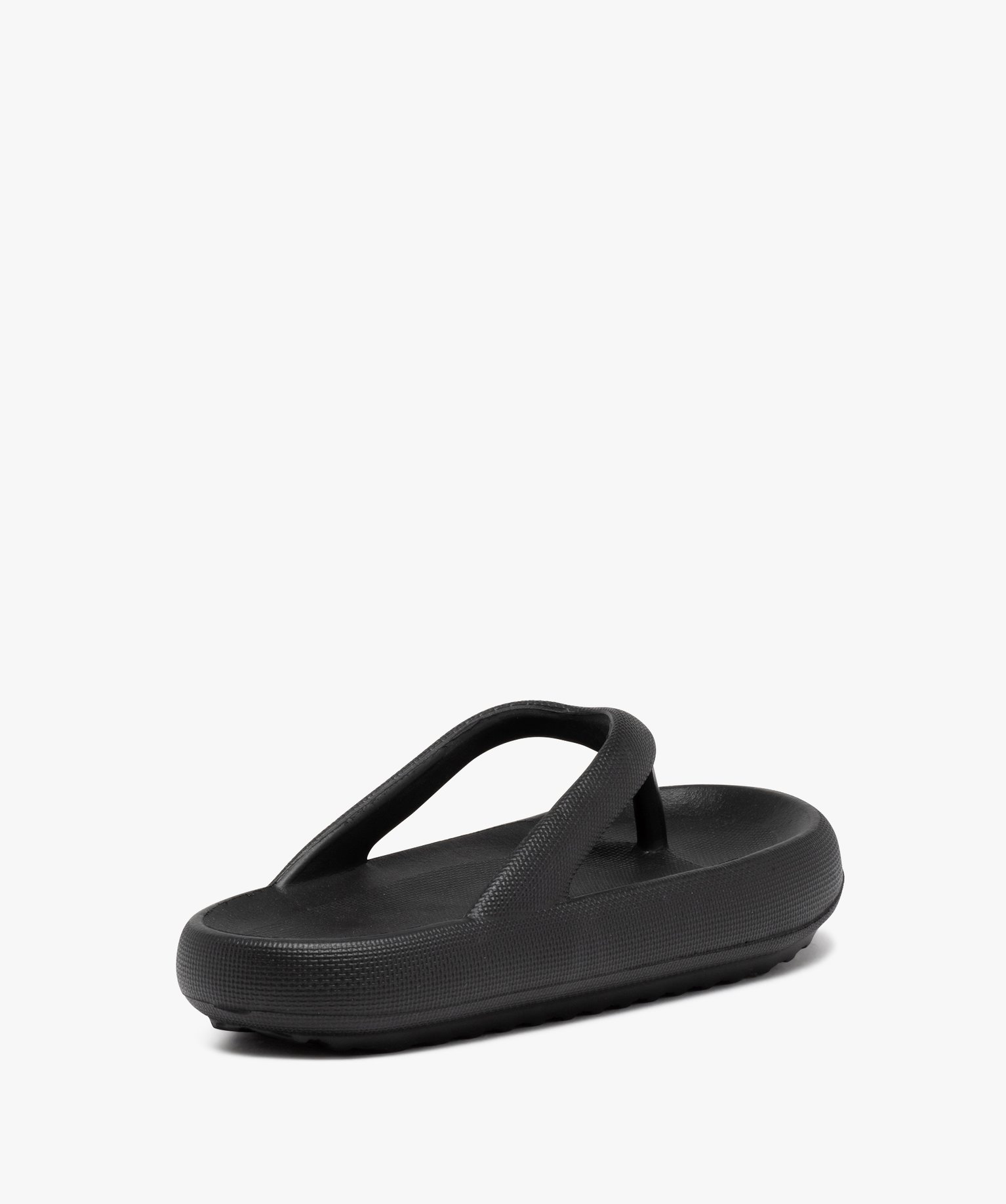 Tongs femme unies à semelle extra large noir | GEMO