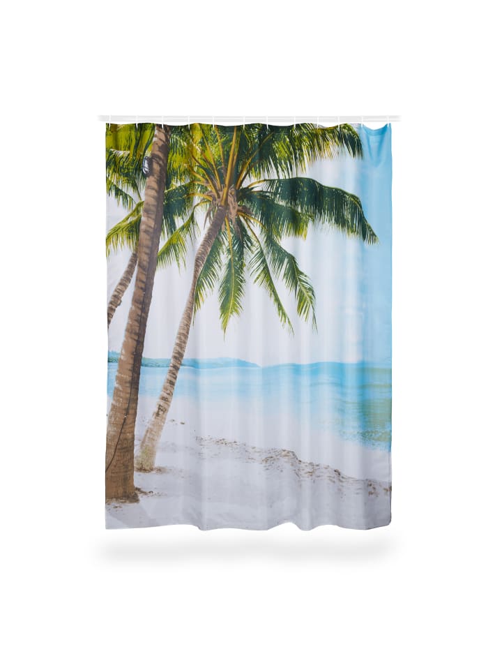 relaxdays Duschvorhang Strand in Bunt - (L)180 x (B)180 cm günstig kaufen onesize