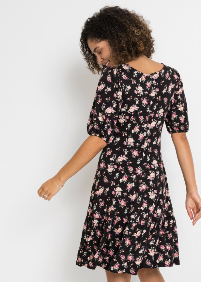 Jerseykleid mit Puffärmeln