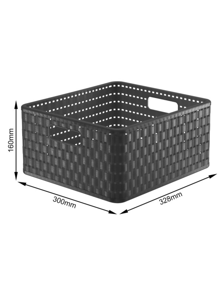 Rotho Country 3er-Set Aufbewahrungsbox 14l in Rattan-Optik in Anthrazit günstig kaufen onesize