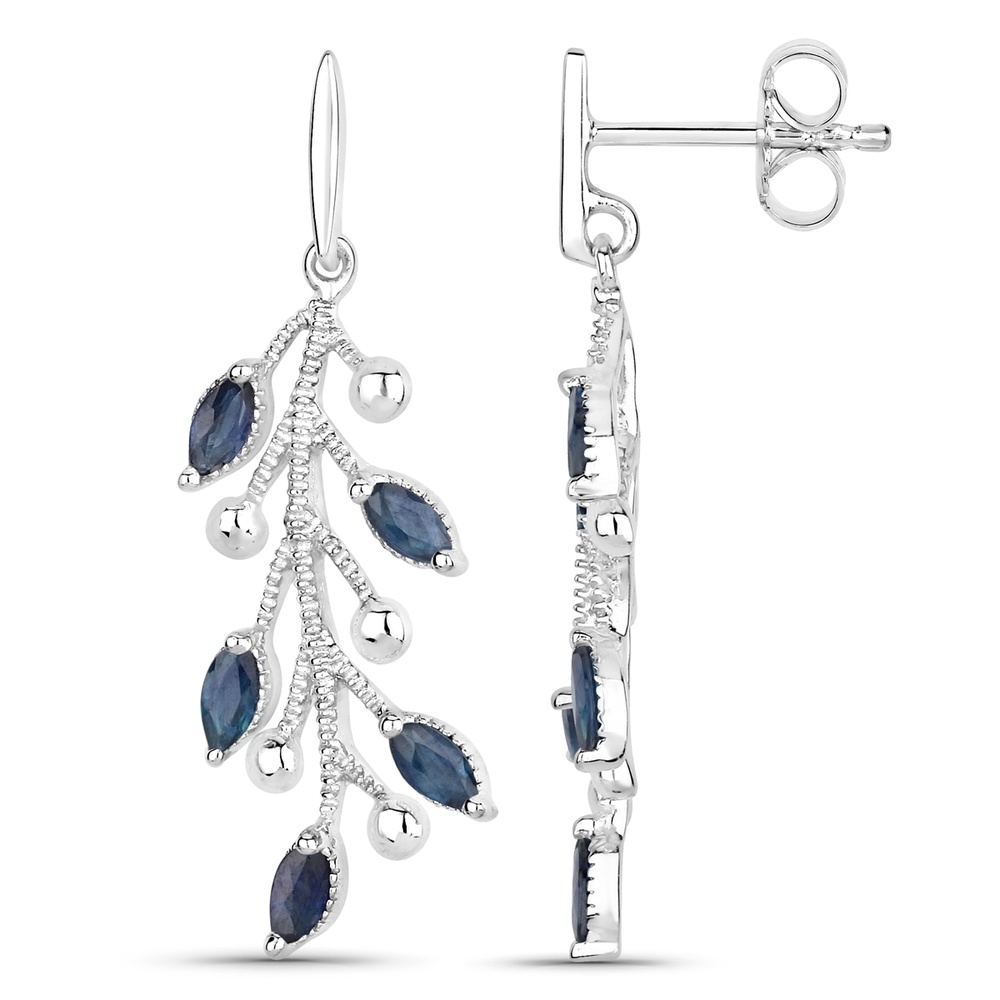 Rafaela Donata Boucles doreilles Floral Argent sterling Saphir en Argent Bijoux
