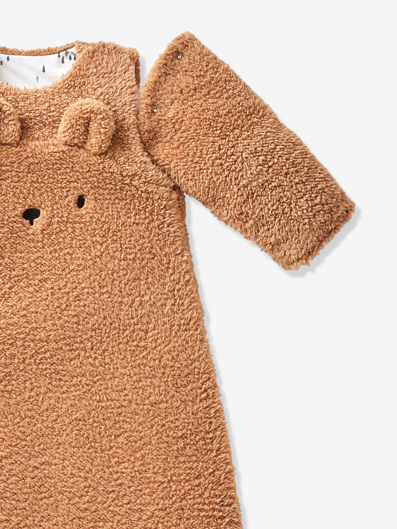 Vertbaudet Baby Winterschlafsack GRÜNER WALD, Ärmel abnehmbar Oeko Tex - braun/bär
