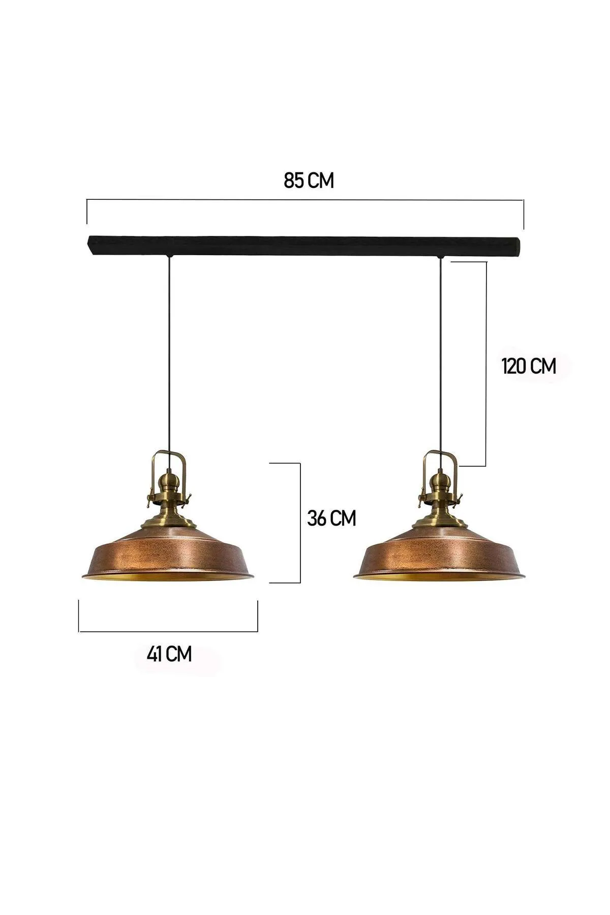Bamyum  Pendelleuchte Asletl, 2 Flammig Metall 41 cm, Kupfer Lampe
