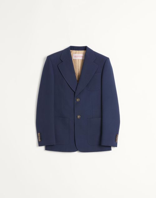 Jaqueta de gabardine de lã com abotoamento simples