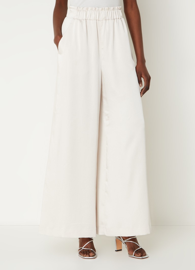 Pantaloni palazzo a vita alta e gamba larga in raso di Claudie Pierlot