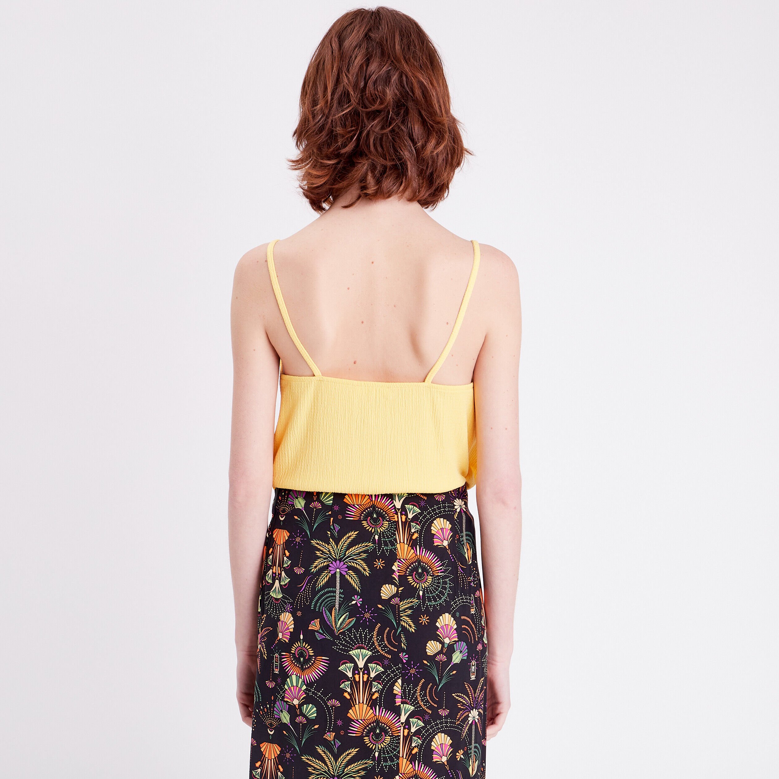 Débardeur détails dentelle jaune pastel femme | Cache Cache