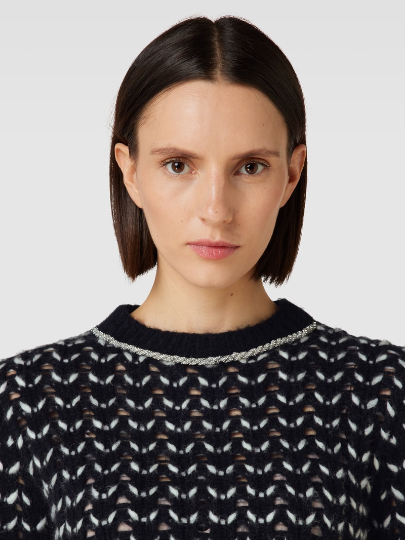 Strickpullover mit Allover-Muster Modell 'GUINEA' in schwarz