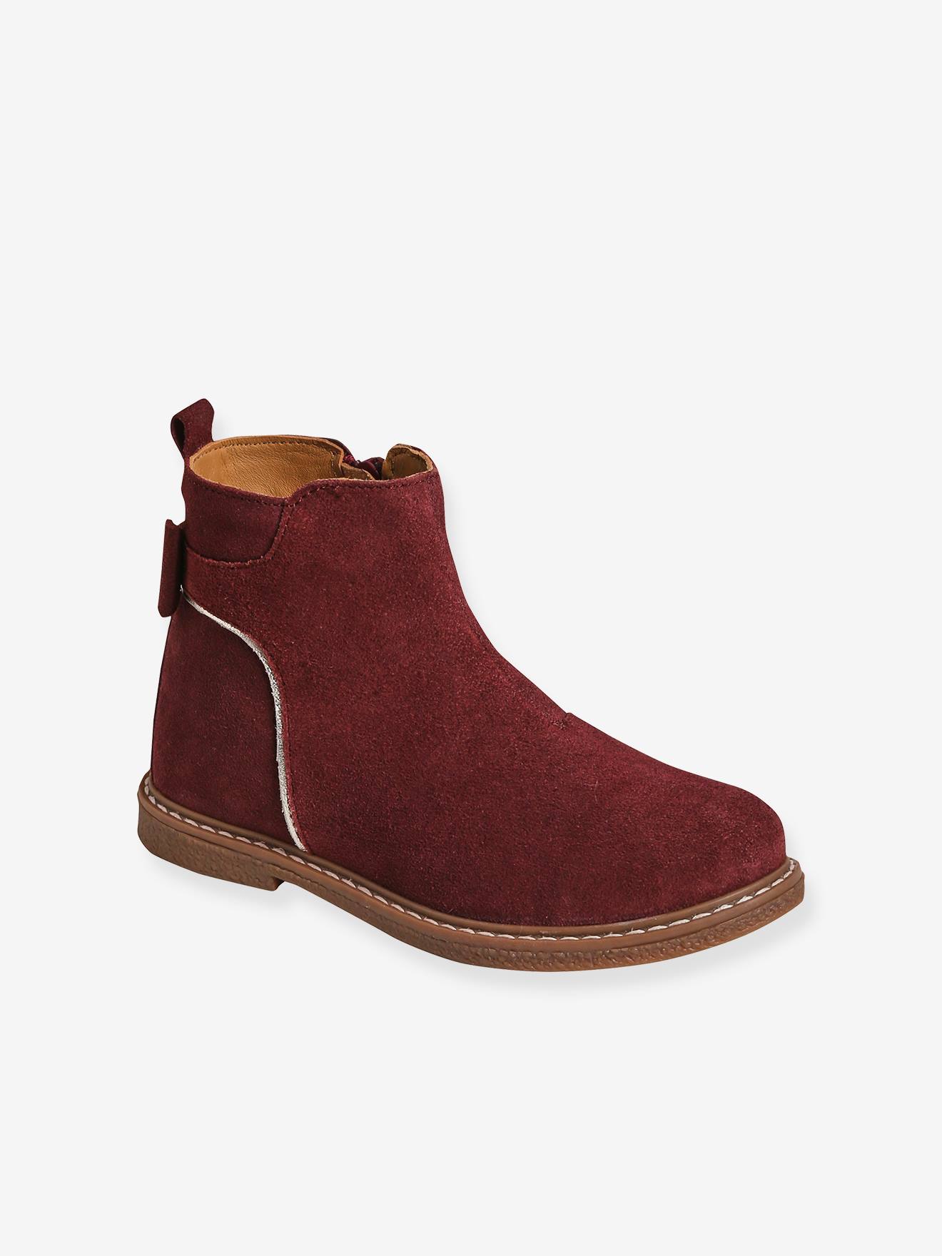 Boots cuir à noeud fille camel