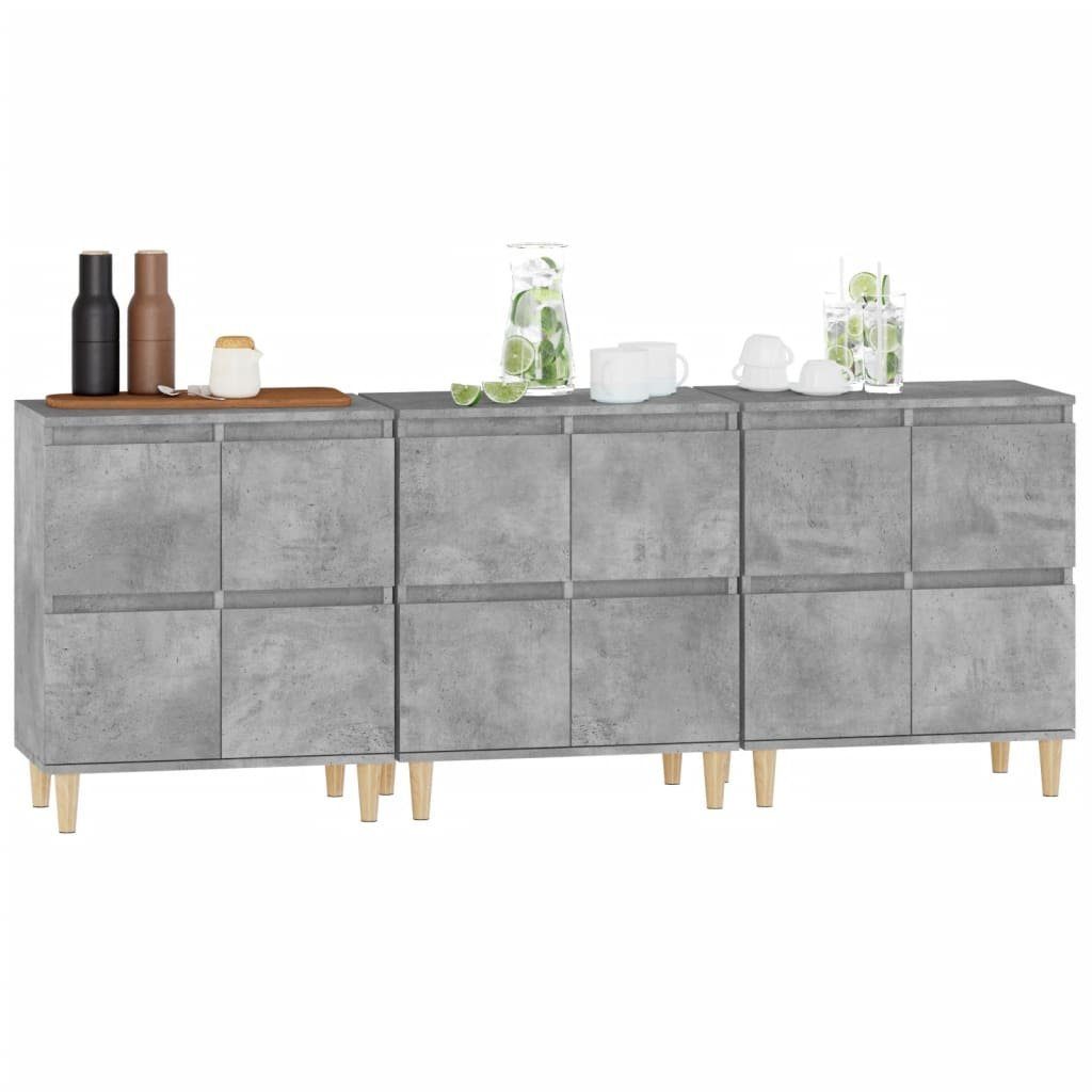 vidaXL Anrichte Sideboards 3 Stk Betongrau 60x35x70 cm Holzwerkstoff Kommode