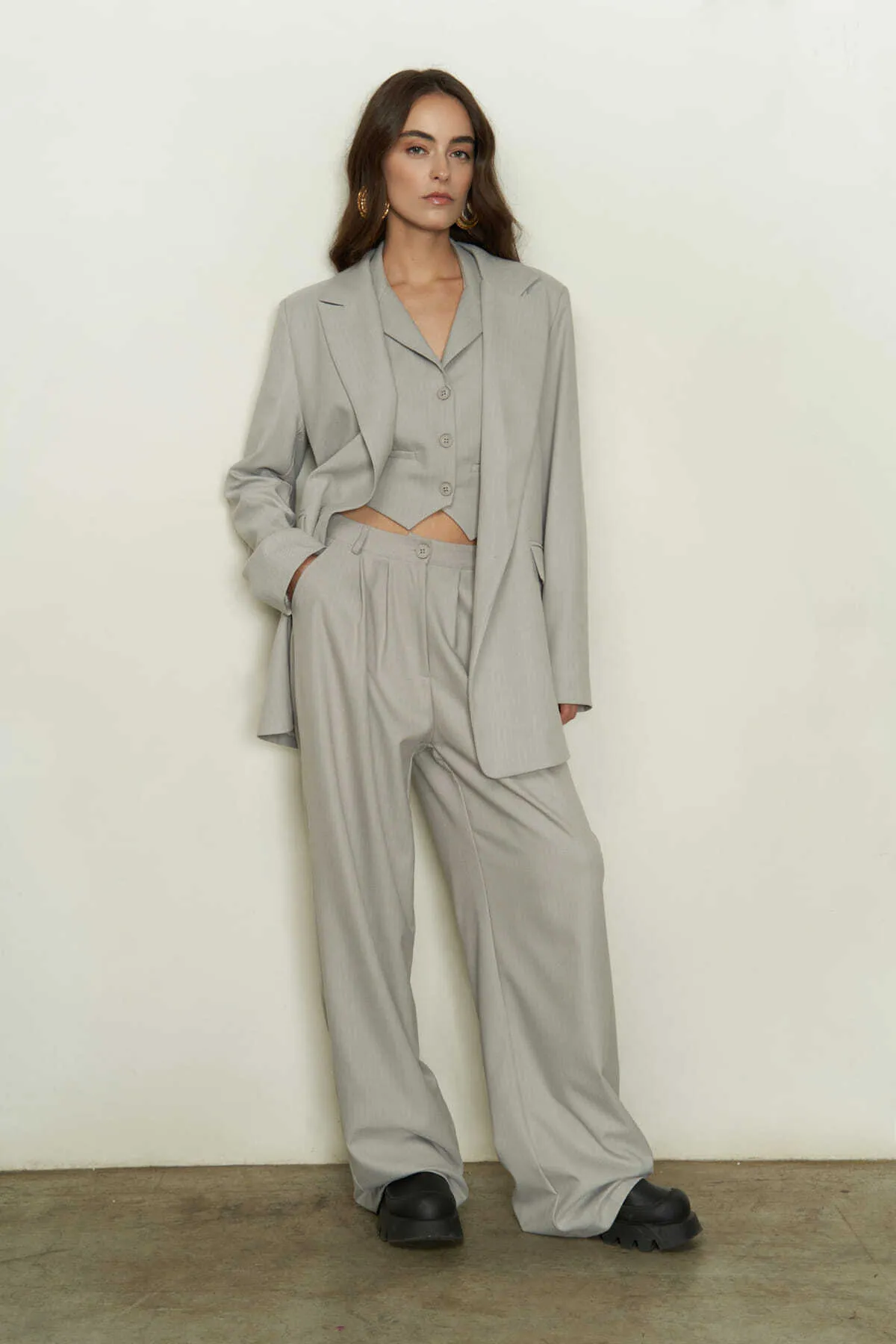 MAİ COLLECTİON  Rosali Graues Dreifach-Blazer-Jacken-Set