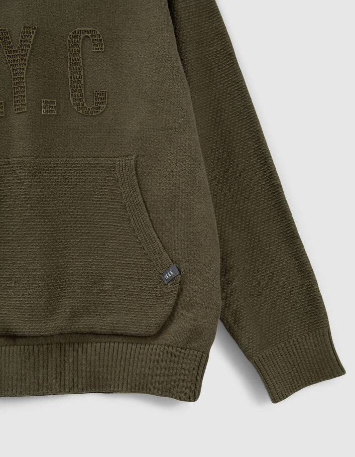 Pull kaki tricot message typo en gomme garçon