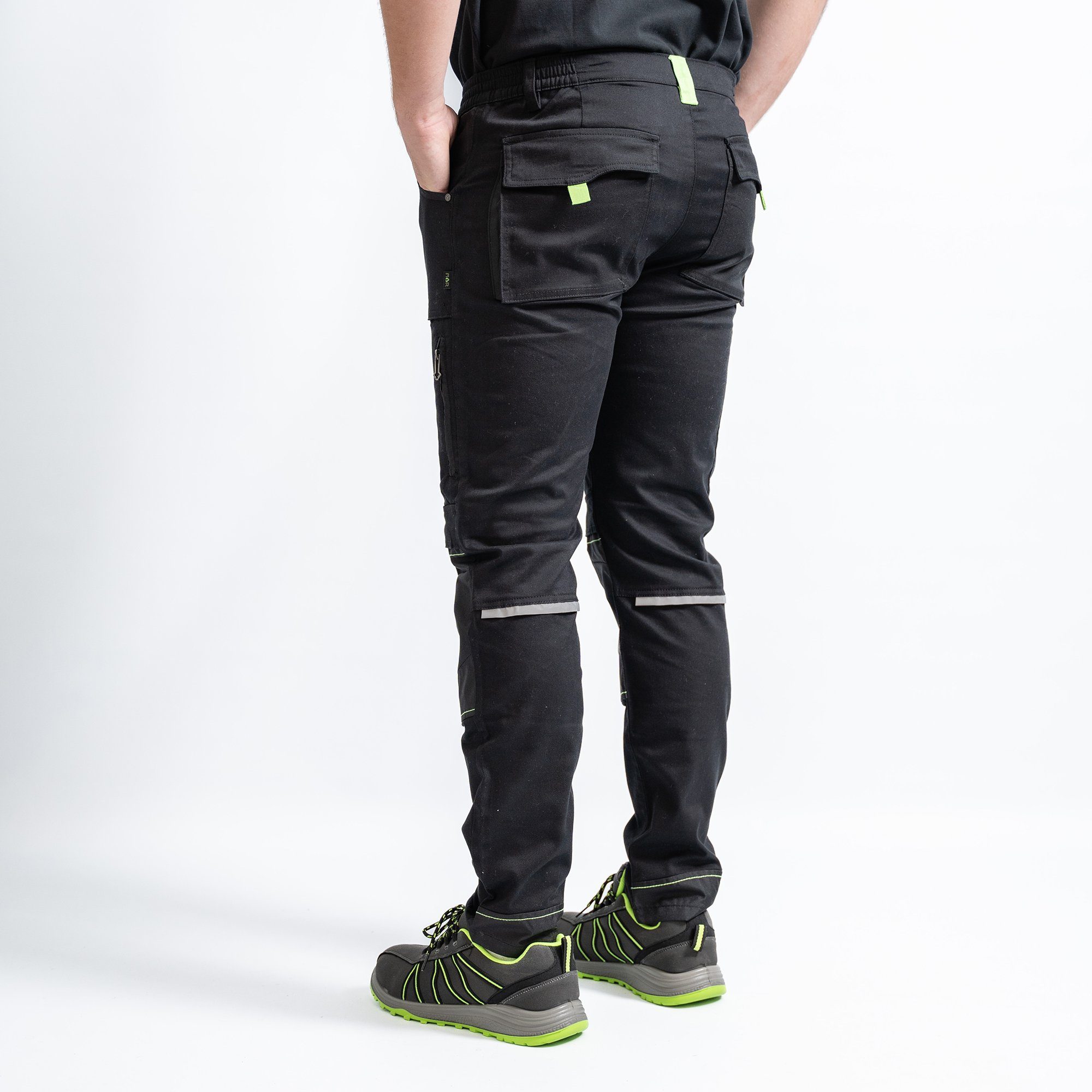 MAR Workwear Arbeitshose Premium, 8 Taschen, ergonomischer Schnitt, seitlich dehnbarer Bund, Reflektorstreifen, Atmungsaktiv