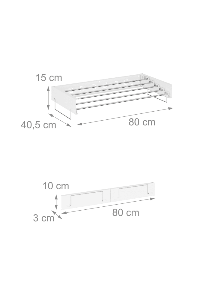 relaxdays Wand-Wäscheständer in Weiß - (B)80 x (H)15 x (T)40,5 cm günstig kaufen onesize