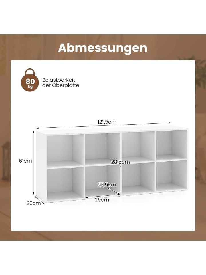 COSTWAY Bücherregal 121,5 x 29 x 61 cm in Weiß günstig kaufen onesize