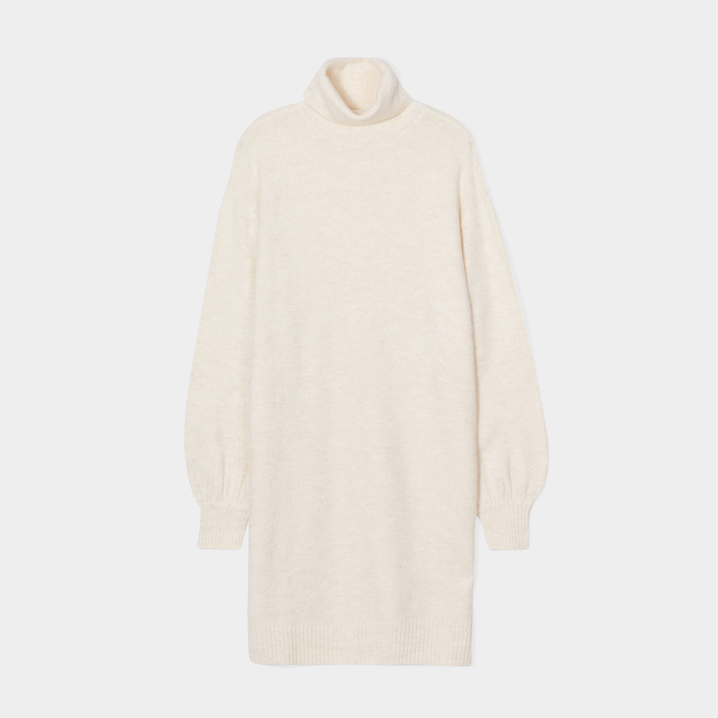 Robe pull col roulé courte droite creme femme | La Halle