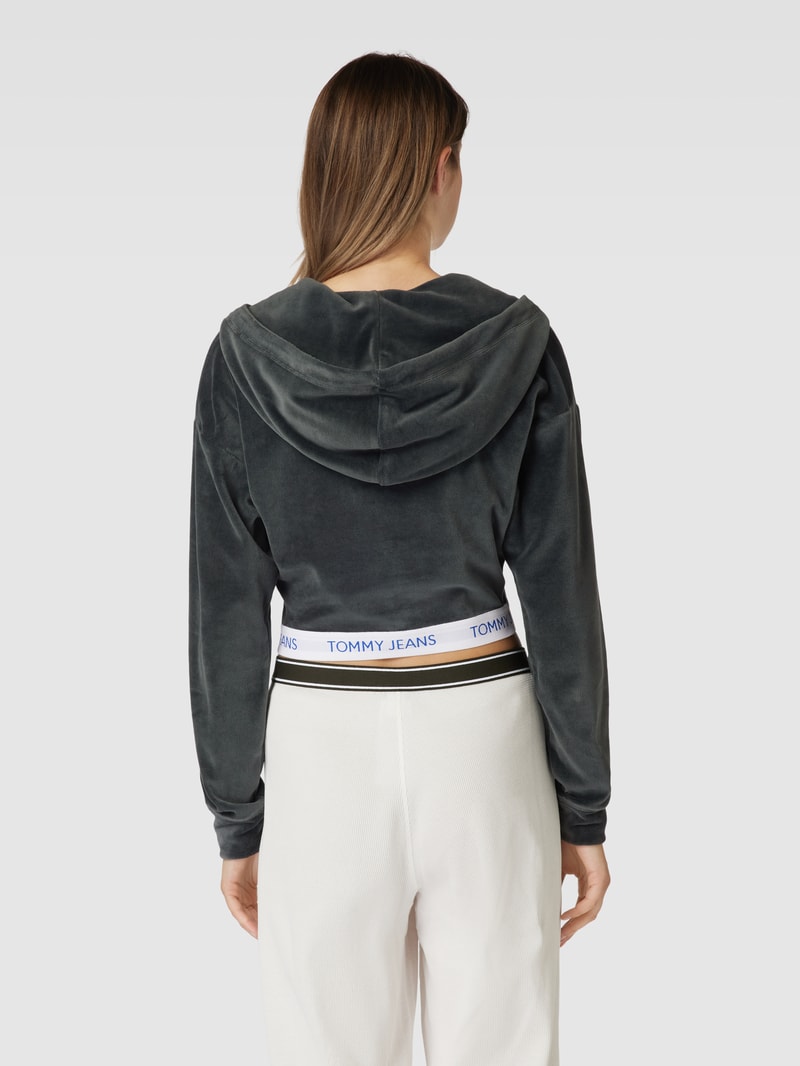 Cropped Hoodie mit kurzem Reißverschluss in anthrazit