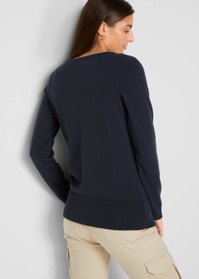 Basic Feinstrickjacke mit recycelter Baumwolle