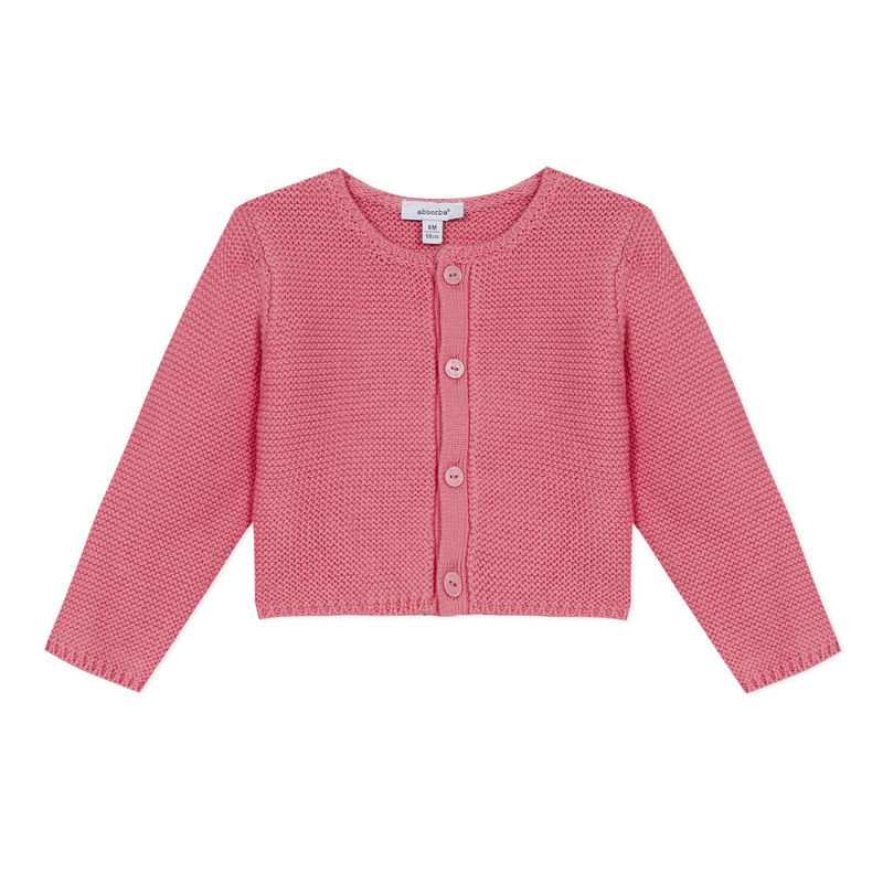 Cardigan bébé en point mousse rose naissance Absorba