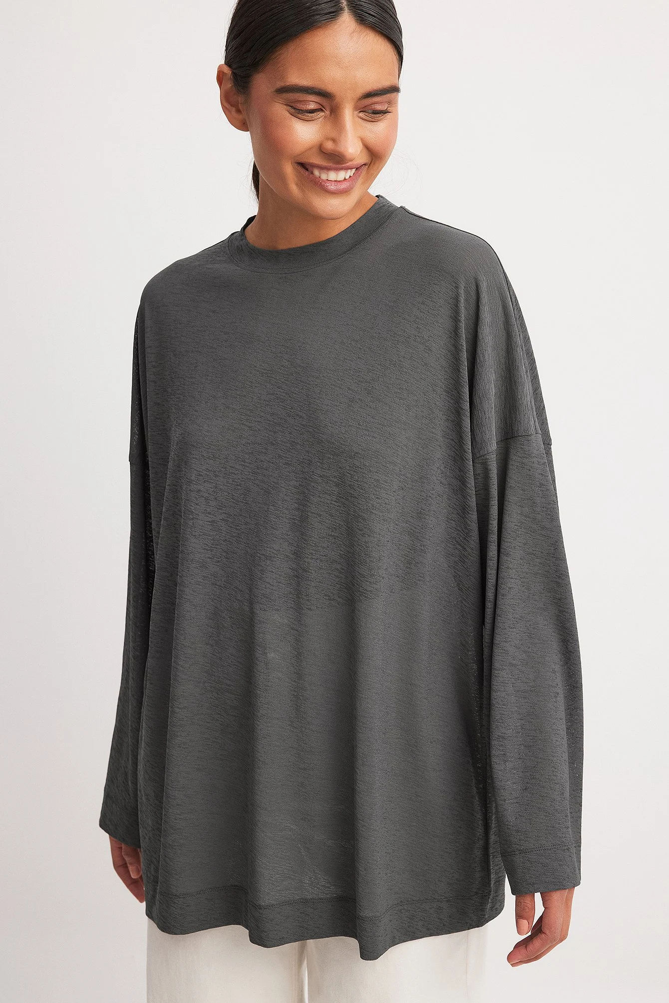Oversize durchscheinendes Langarm-Oberteil