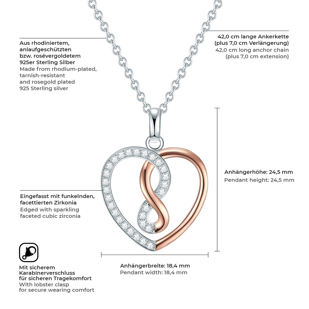 Rafaela Donata Collier en argent Coeur Argent sterling Oxyde de zirconium (CZ) en Argent collier